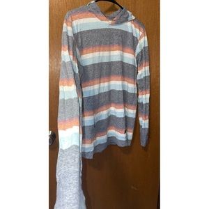 Men’s Vissla Multicolor Striped Lightweight Long Sleeve Hoodie - Size Medium